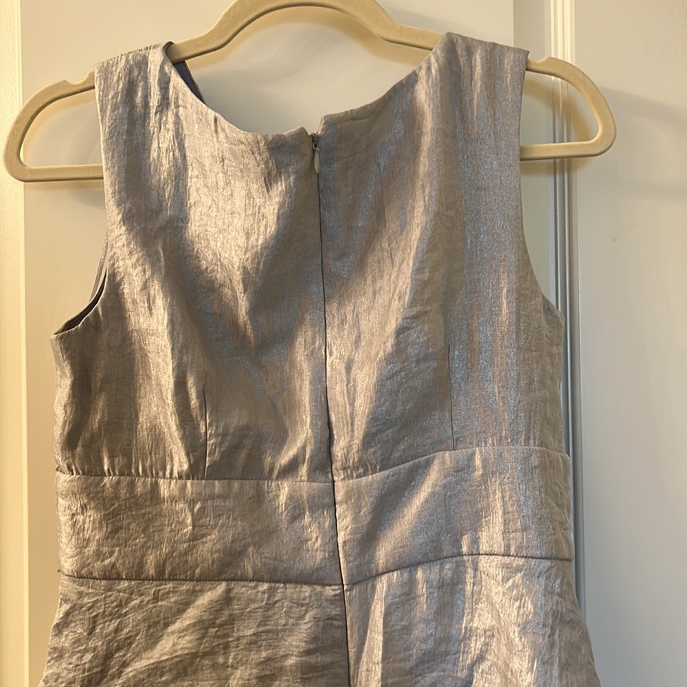 R&M Richards silver shimmery embellished mid length layered look dress size 6 - Picture 6 of 7